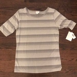 Brand New Lula Roe Gigi gray stripe size large